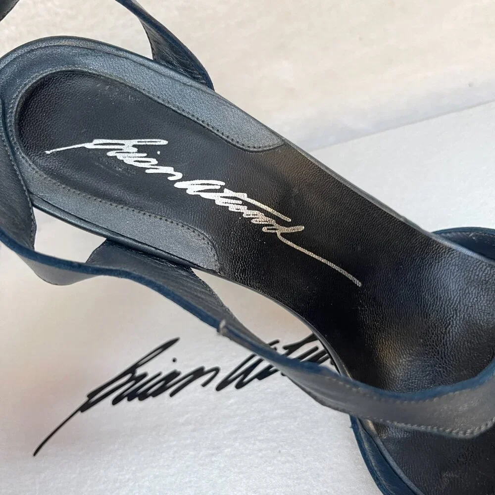 Brian Atwood Platinum Napa Leather Temptation Ankle Strap Heels/Sandals
